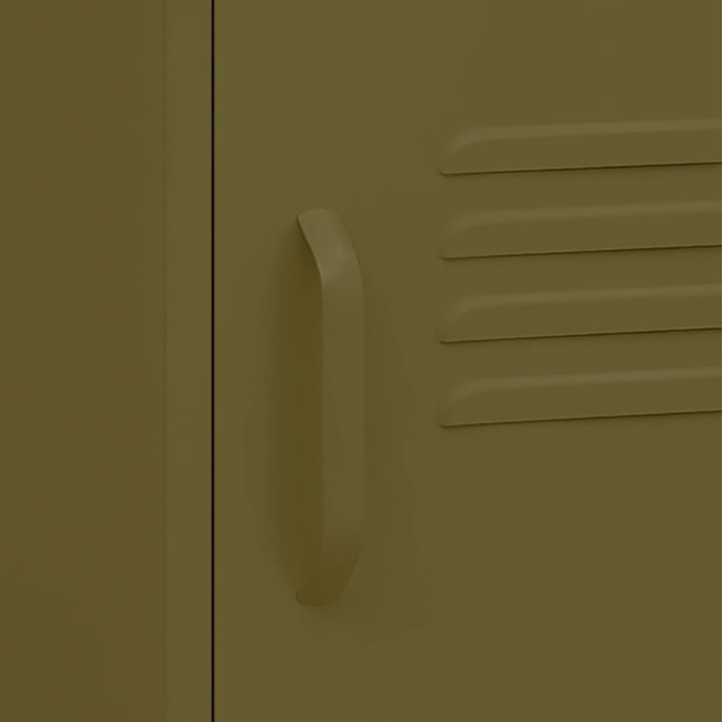 Olive Green Steel Nightstand - 35x35x51 cm Modern Design