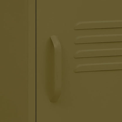 Olive Green Steel Nightstand - 35x35x51 cm Modern Design