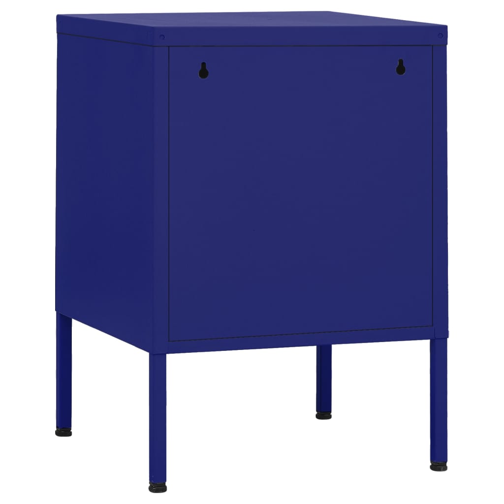 Navy Blue Steel Nightstand - 35x35x51 cm | Modern Sleek Design