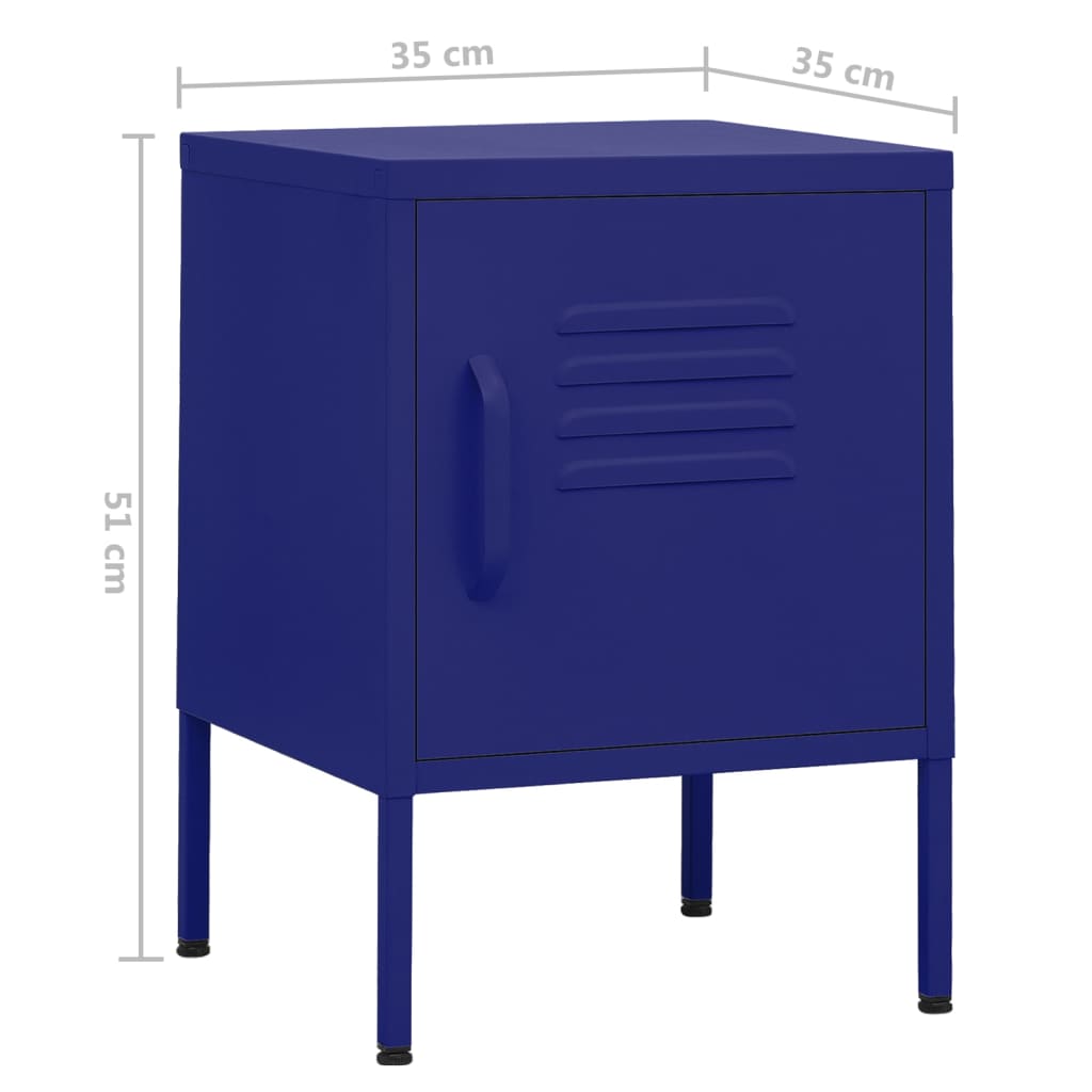 Navy Blue Steel Nightstand - 35x35x51 cm | Modern Sleek Design