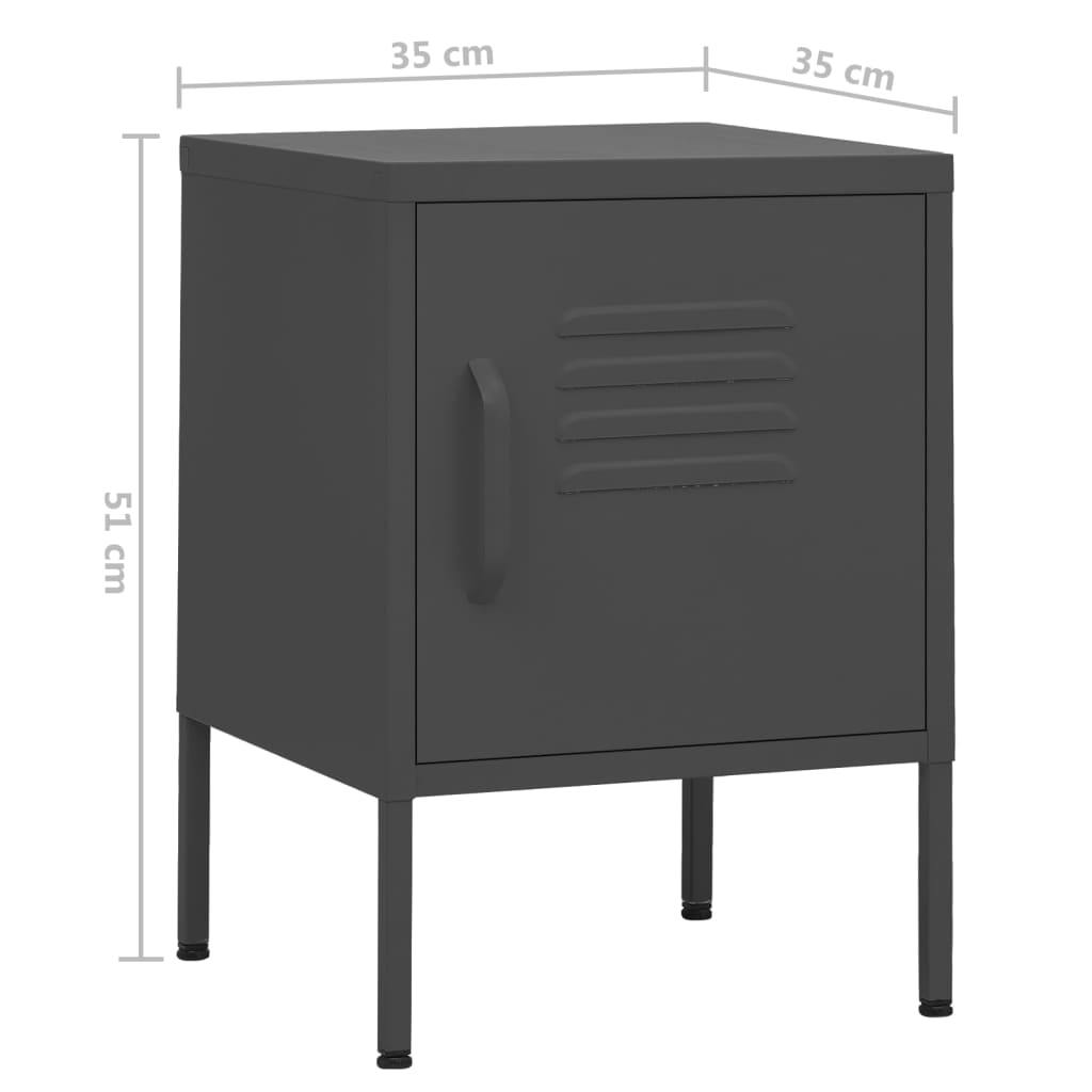 Anthracite Steel Nightstand 35x35x51 cm - Modern & Stylish Design