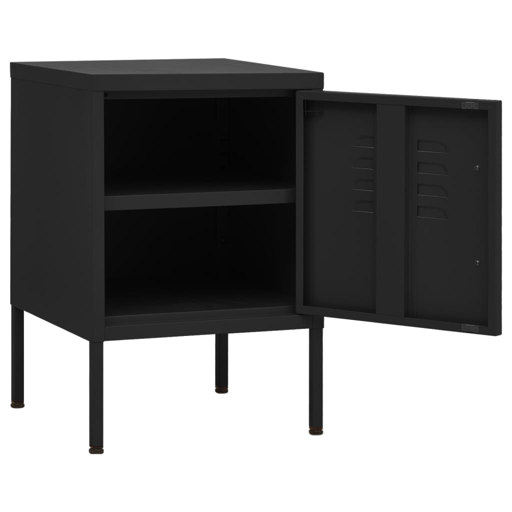 Sleek Black Steel Nightstand 35x35x51 cm - Modern & Durable
