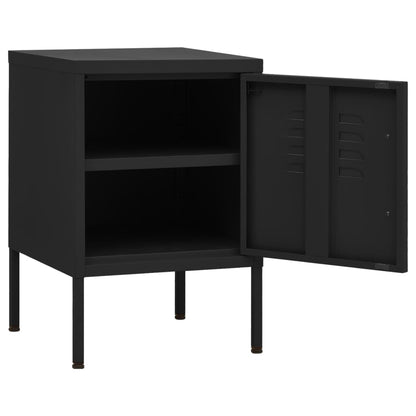 Sleek Black Steel Nightstand 35x35x51 cm - Modern & Durable