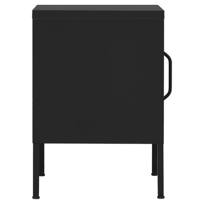 Sleek Black Steel Nightstand 35x35x51 cm - Modern & Durable