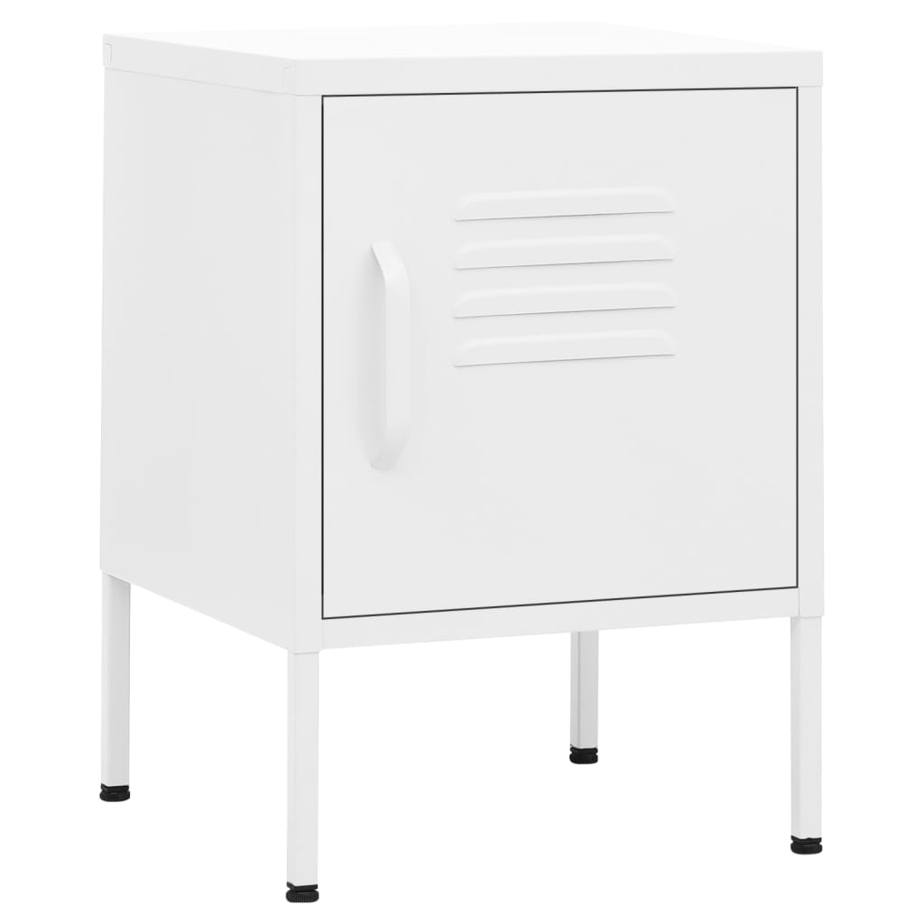 White Steel Nightstand - 35x35x51 cm Modern Bedroom Furniture