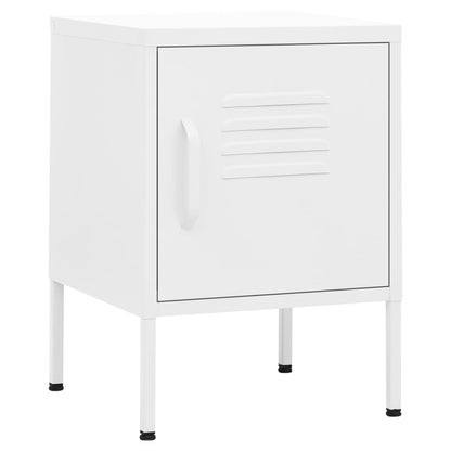 White Steel Nightstand - 35x35x51 cm Modern Bedroom Furniture