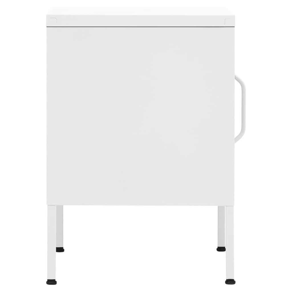 White Steel Nightstand - 35x35x51 cm Modern Bedroom Furniture