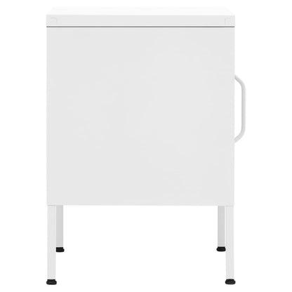 White Steel Nightstand - 35x35x51 cm Modern Bedroom Furniture