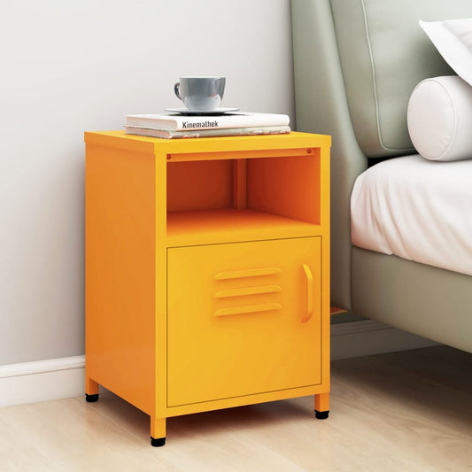 Mustard Yellow Steel Nightstand - 35x35x51 cm Modern Design