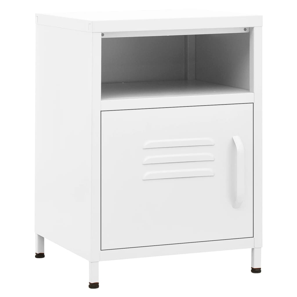 White Steel Nightstand 35x35x51 cm – Sleek & Modern Design