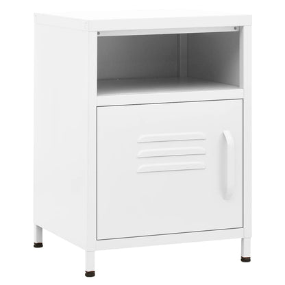 White Steel Nightstand 35x35x51 cm – Sleek & Modern Design