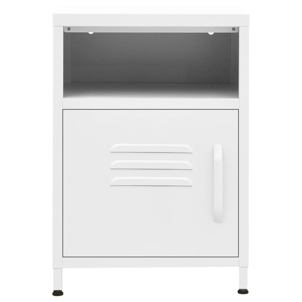 White Steel Nightstand 35x35x51 cm – Sleek & Modern Design