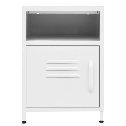 White Steel Nightstand 35x35x51 cm – Sleek & Modern Design