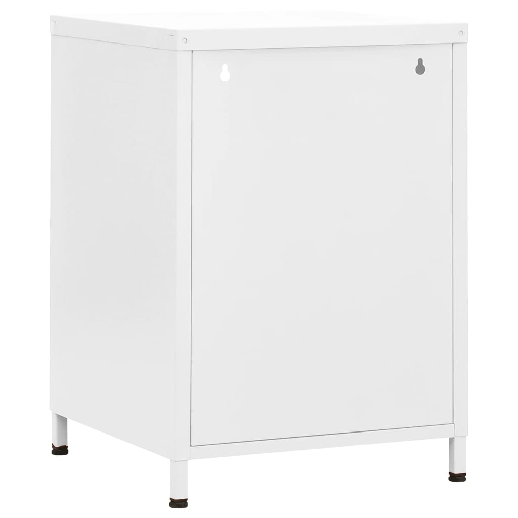 White Steel Nightstand 35x35x51 cm – Sleek & Modern Design