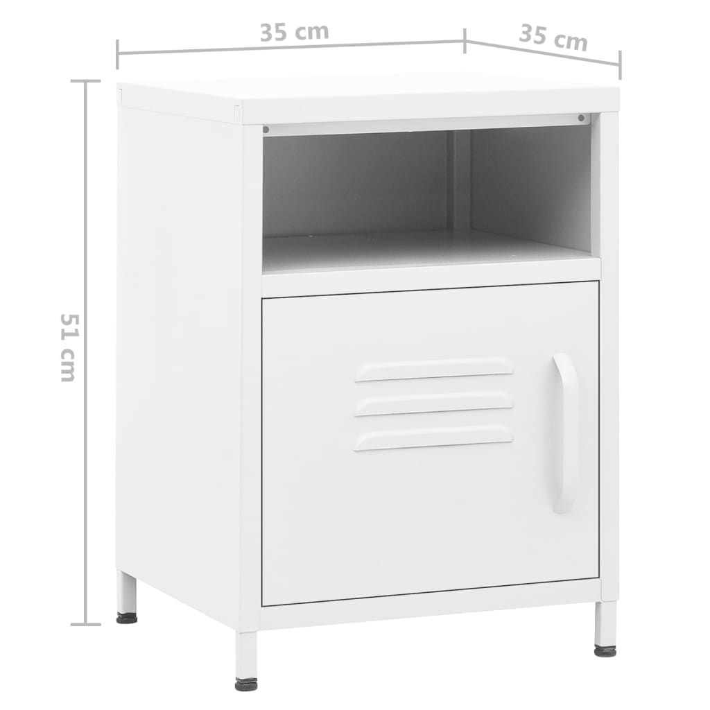 White Steel Nightstand 35x35x51 cm – Sleek & Modern Design
