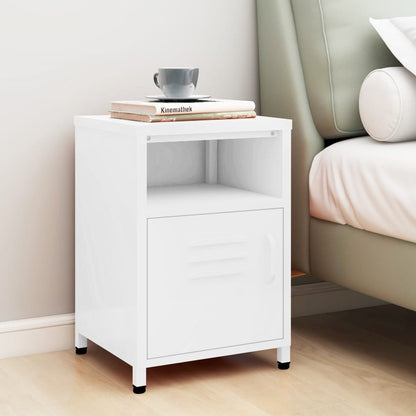 White Steel Nightstand 35x35x51 cm – Sleek & Modern Design