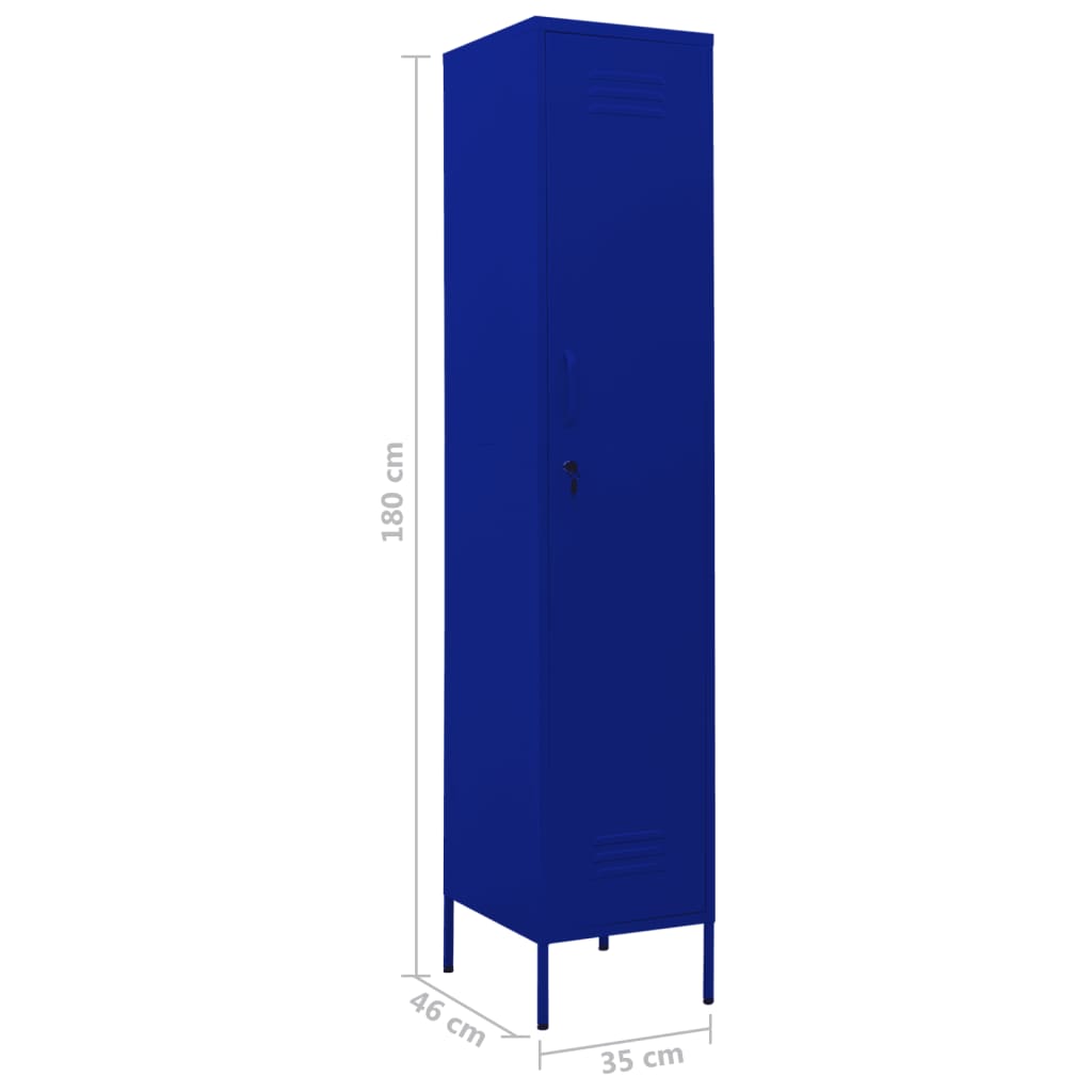 Navy Blue Steel Locker Cabinet 35x46x180 cm - Durable Storage Solution