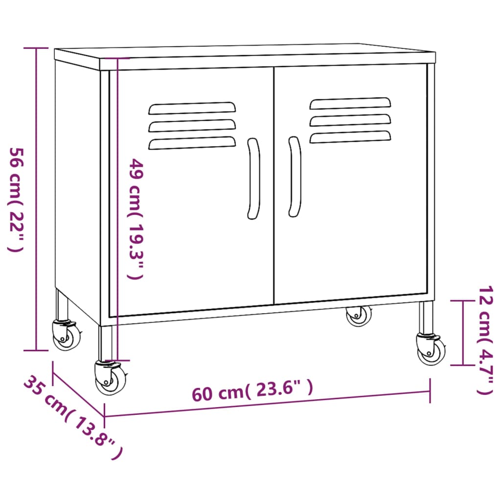 Navy Blue Steel Storage Cabinet - 60x35x56 cm | Durable & Stylish