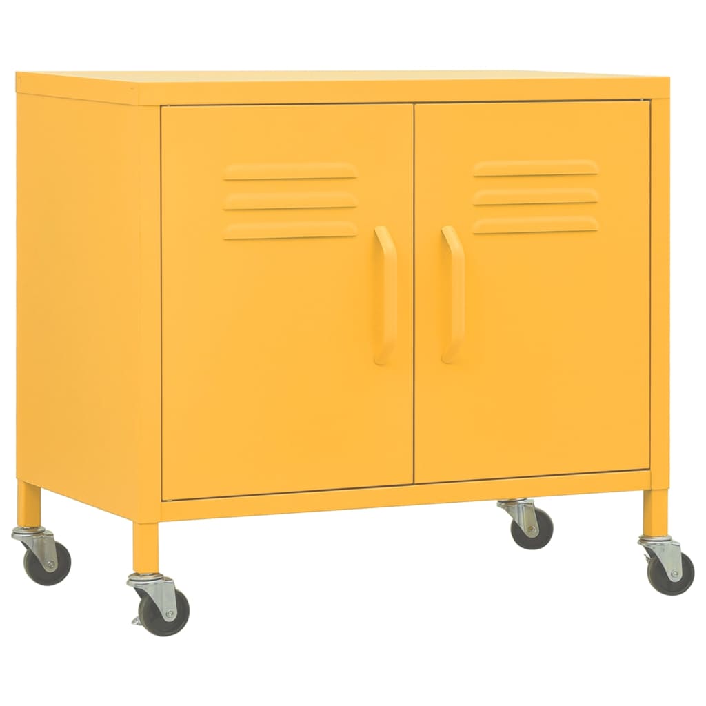 Mustard Yellow Steel Storage Cabinet 60x35x56 cm