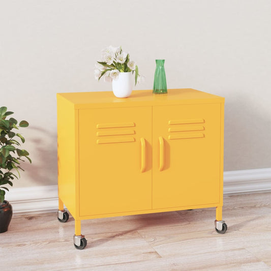 Mustard Yellow Steel Storage Cabinet 60x35x56 cm