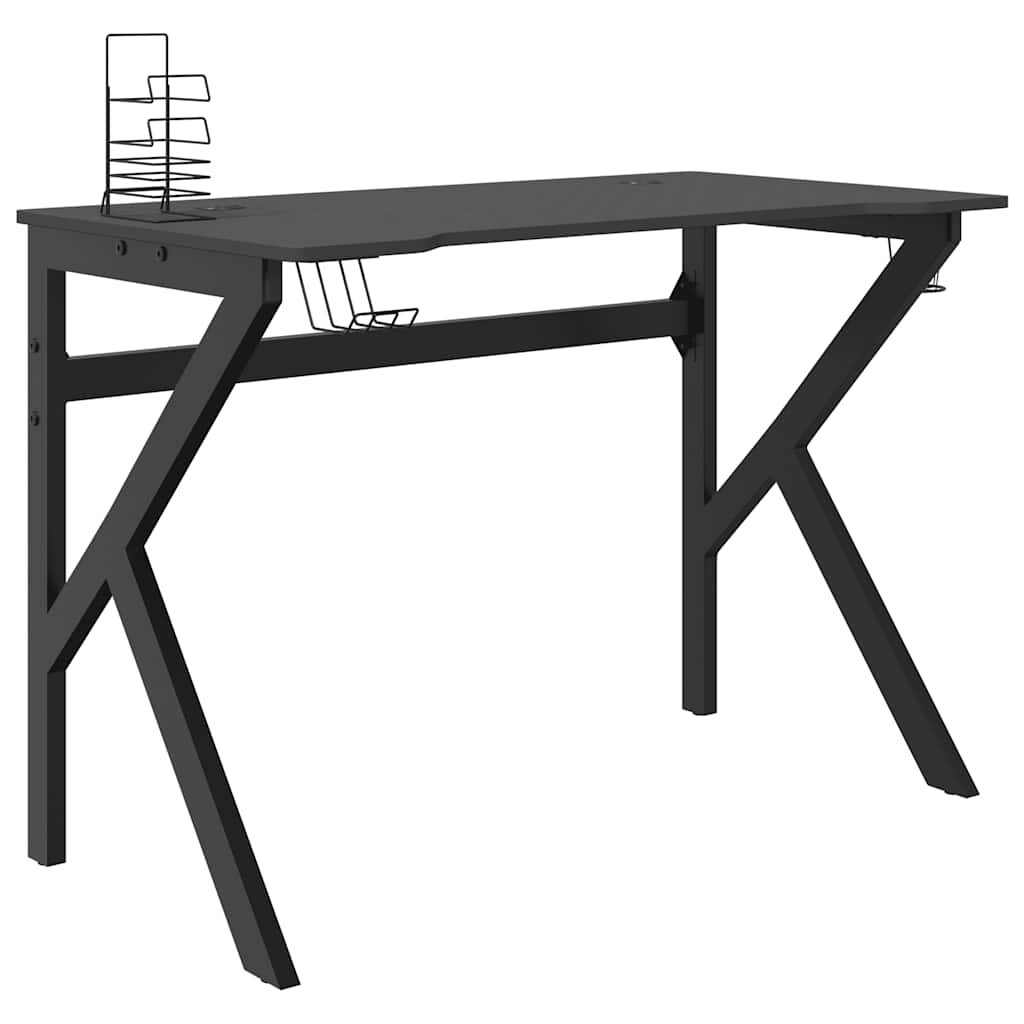 Black Gaming Desk with K-Shape Legs - 110x60x75 cm