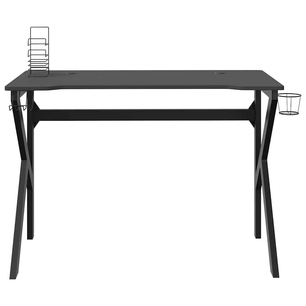 Black Gaming Desk with K-Shape Legs - 110x60x75 cm