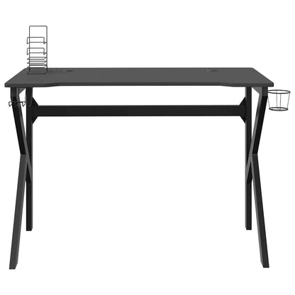 Black Gaming Desk with K-Shape Legs - 110x60x75 cm