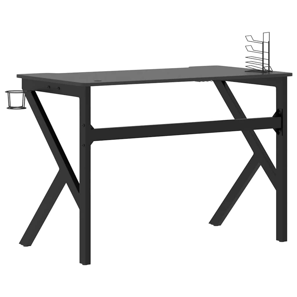 Black Gaming Desk with K-Shape Legs - 110x60x75 cm