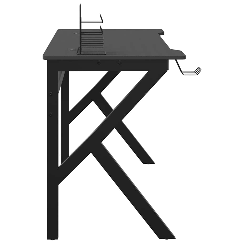 Black Gaming Desk with K-Shape Legs - 110x60x75 cm