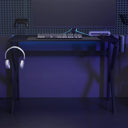 Black Gaming Desk with K-Shape Legs - 110x60x75 cm