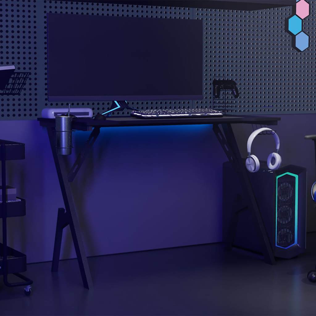 Black Gaming Desk with Y-Shape Legs - 110x60x75 cm