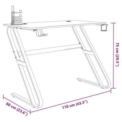 ZZ-Shape Gaming Desk - Black, 110x60x75 cm, Stylish & Durable
