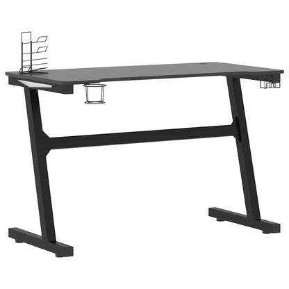 Z-Shaped Black LED Gaming Desk - 110x60x75 cm, Sleek & Durable