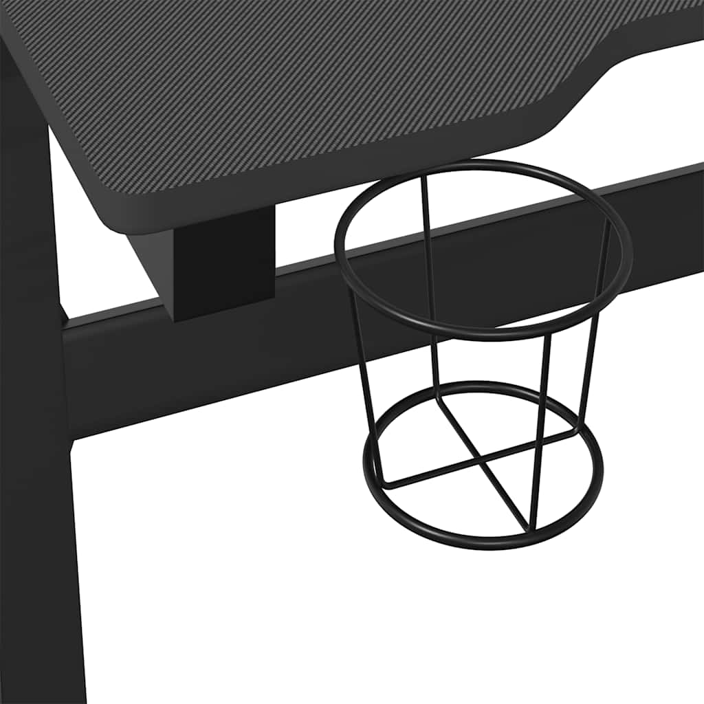 Z-Shaped Black LED Gaming Desk - 110x60x75 cm, Sleek & Durable