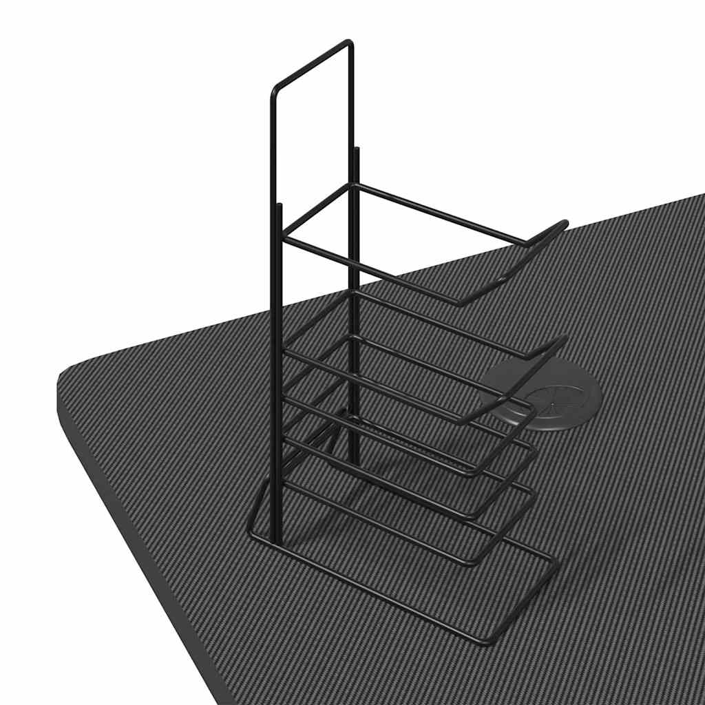 Z-Shaped Black LED Gaming Desk - 110x60x75 cm, Sleek & Durable