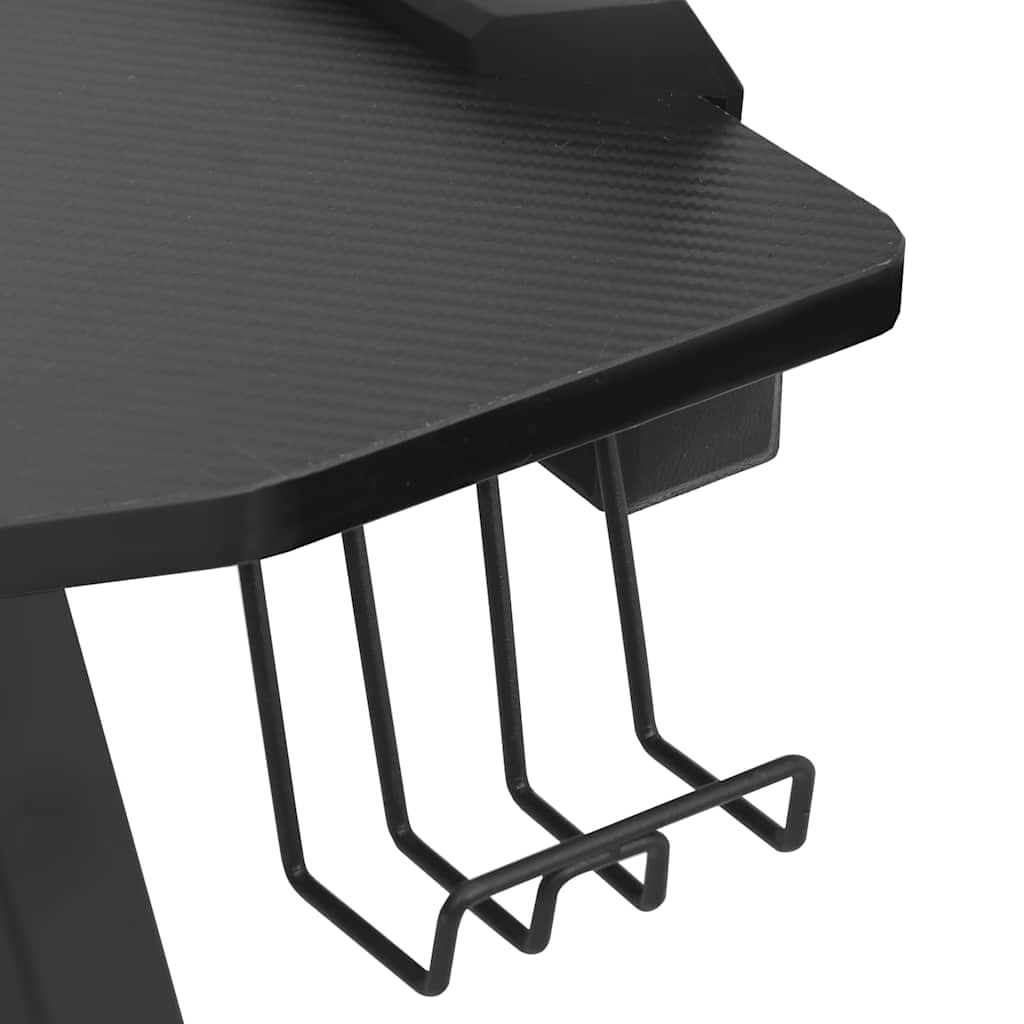 Y-Shape Black Gaming Desk with LED Lights - 90x60x75 cm