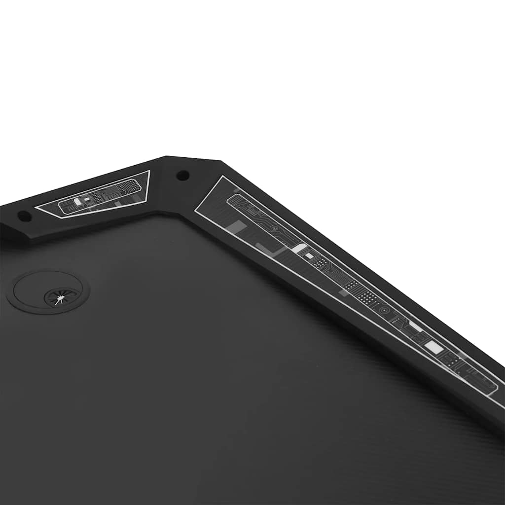 Y-Shape Black Gaming Desk with LED Lights - 90x60x75 cm