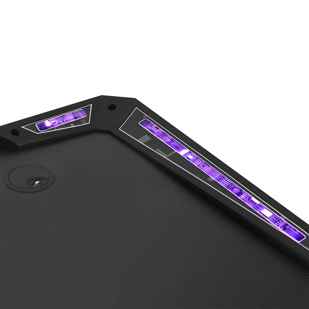 Y-Shape Black Gaming Desk with LED Lights - 90x60x75 cm