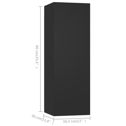 5 Piece TV Cabinet Set Black Engineered Wood