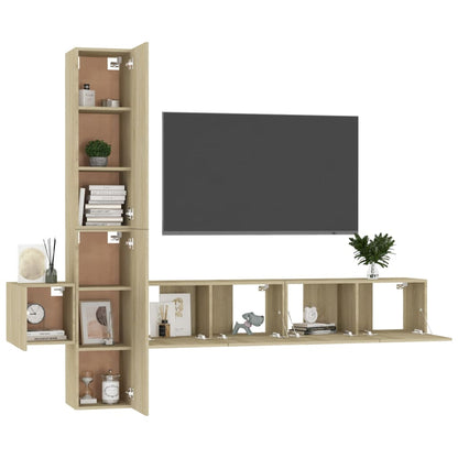 5 Piece TV Cabinet Set Sonoma Oak Engineered Wood