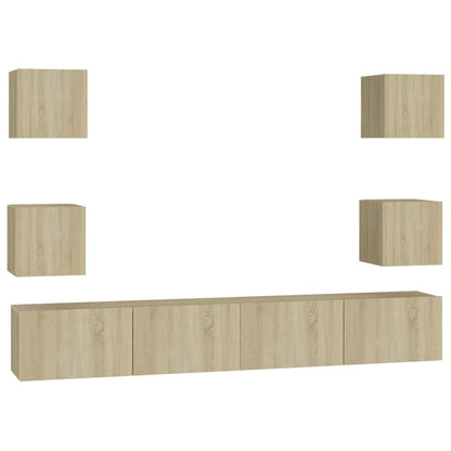 6 Piece TV Cabinet Set Sonoma Oak Engineered Wood