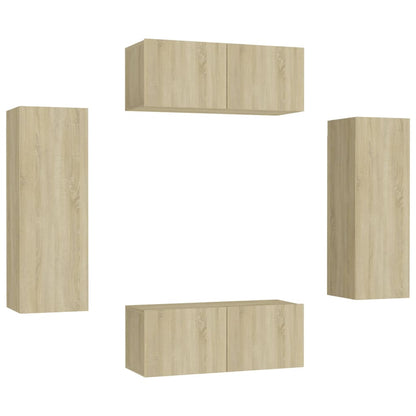 4 Piece TV Cabinet Set Sonoma Oak Engineered Wood