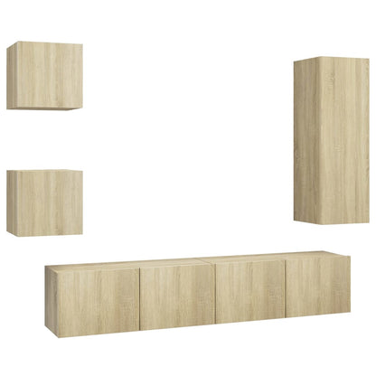 5 Piece TV Cabinet Sets Sonoma Oak Engineered Wood