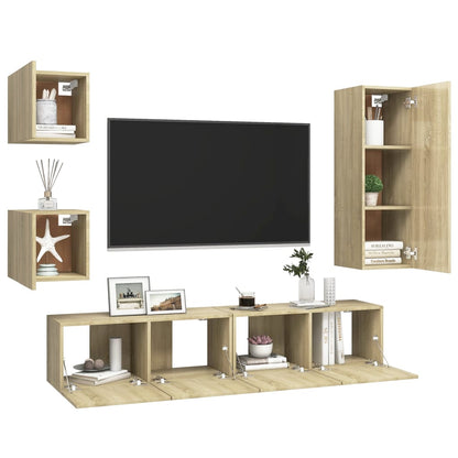 5 Piece TV Cabinet Sets Sonoma Oak Engineered Wood