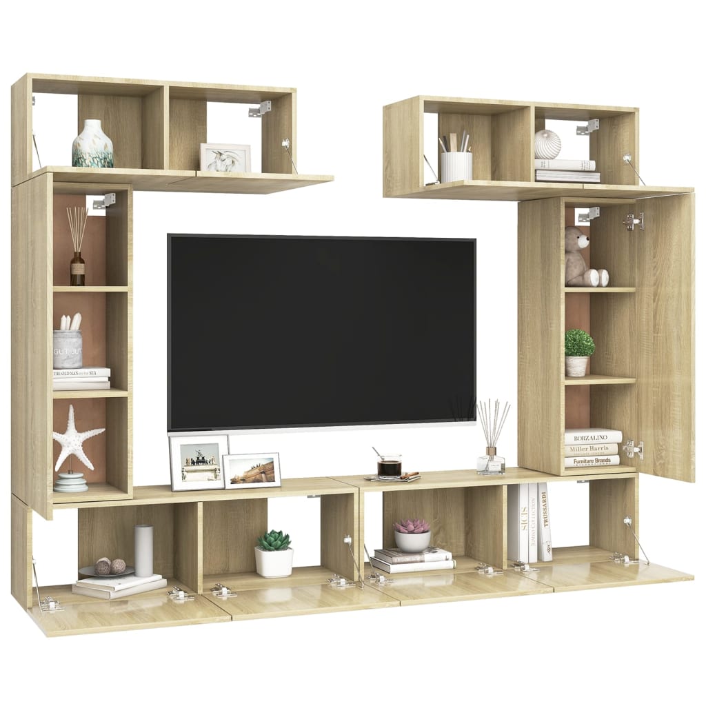 6 Piece TV Cabinet Set Sonoma Oak Engineered Wood
