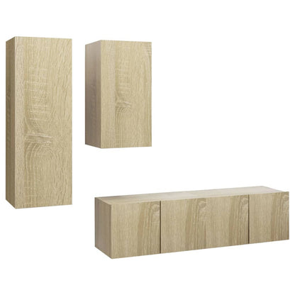 4 Piece TV Cabinet Set Sonoma Oak Engineered Wood