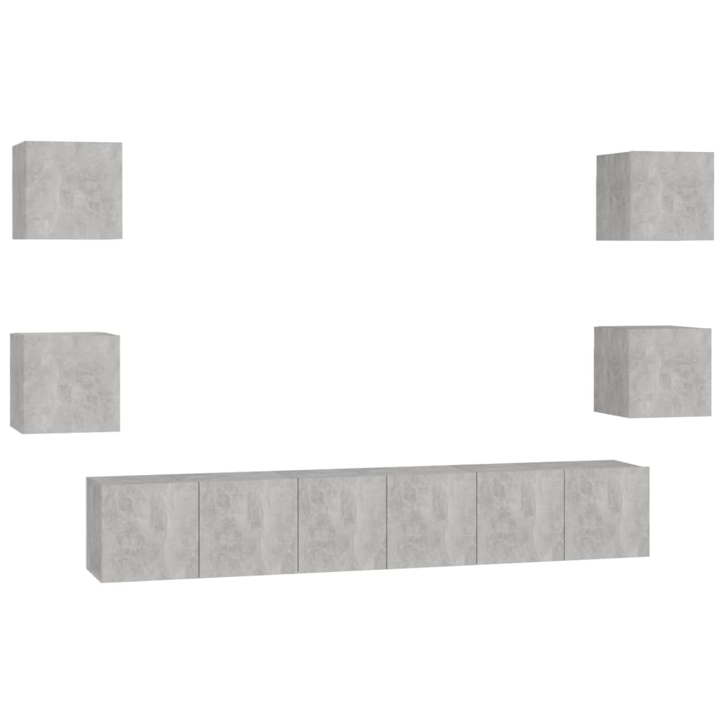 7 Piece TV Cabinet Set Concrete Grey Engineered Wood