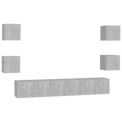 7 Piece TV Cabinet Set Concrete Grey Engineered Wood