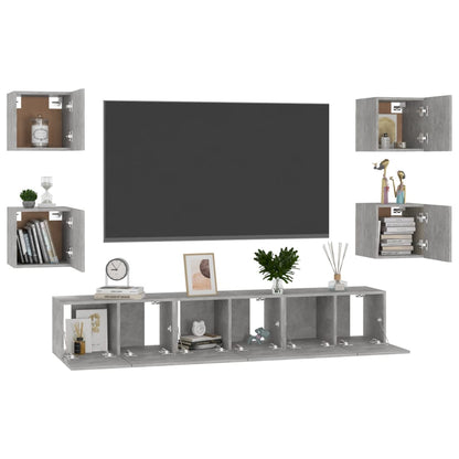 7 Piece TV Cabinet Set Concrete Grey Engineered Wood