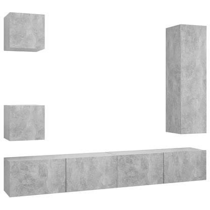 5 Piece TV Cabinet Set Concrete Grey Engineered Wood